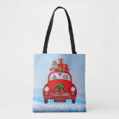 Tote Bag Chien Eskimo Américain En Voiture Avec Santa Claus (Devant)