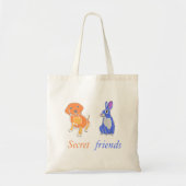 Tote Bag Chien Et Lapin Illustrés Et Élégants (Devant)