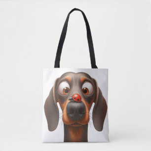 Tote Bag chien fantaisiste avec coccinelle