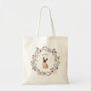 Tote Bag Chien floral de bouledogue français de la jolie