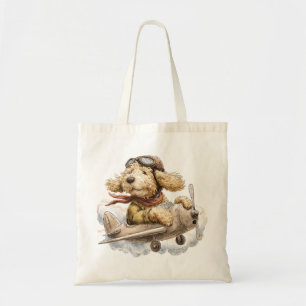 Tote Bag Chien Goldendoodle Pilote Avion