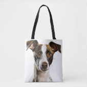 Tote Bag CHIEN GREYHOUND Brown ET BLANC (Devant)