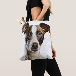 Tote Bag CHIEN GREYHOUND Brown ET BLANC