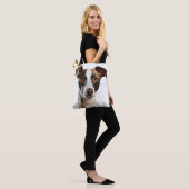 Tote Bag CHIEN GREYHOUND Brown ET BLANC (Sur le modèle)