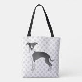 Tote Bag Chien gris italien noir et blanc avec pattes (Dos)