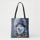 Tote Bag Chien Husky Enchanted : Délice d'Halloween magique (Devant)
