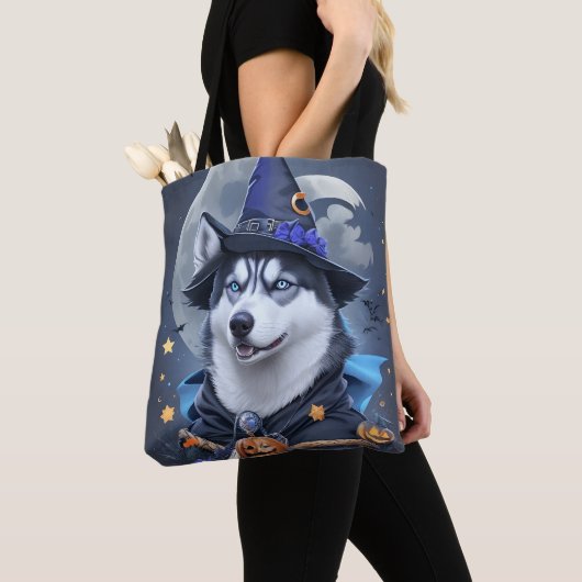 Tote Bag Chien Husky Enchanted : Délice d'Halloween magique (De près)