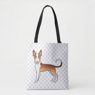 Tote Bag Chien Ibizan à poil dur rouge et blanc & empreinte