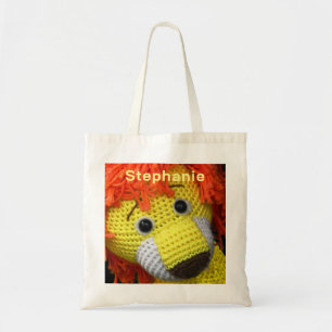 Tote Bag Chien jaune avec cheveux orange, Nom personnalisé