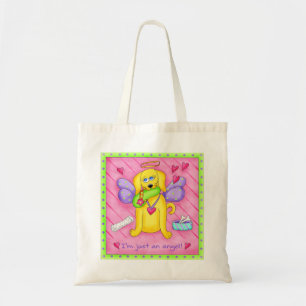 Tote Bag Chien jaune d'or d'ange avec la chaussure