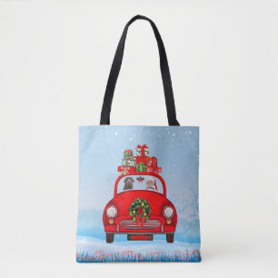 Tote Bag Chien Labrador dans une voiture avec le Père Noël