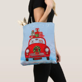 Tote Bag Chien Maltais En Voiture Avec Le Père Noël (De près)