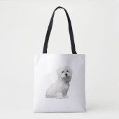 Tote Bag Chien maltais mignon assis chiot (Devant)