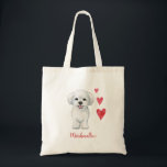 Tote Bag Chien maltais race<br><div class="desc">Grand sac fourre-tout pour la dame qui aime son maltais.</div>