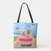 Tote Bag Chien maltais Saint Valentin Camion (Dos)
