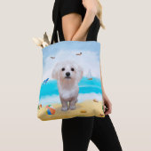 Tote Bag Chien maltais sur la plage (De près)