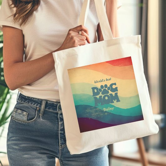 Tote Bag Chien Maman Retro Super Rainbow