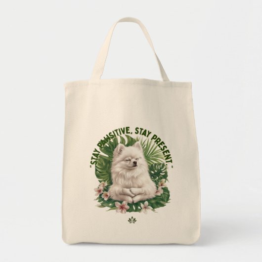 Tote Bag Chien Méditant Restez Pawsitif (Devant)