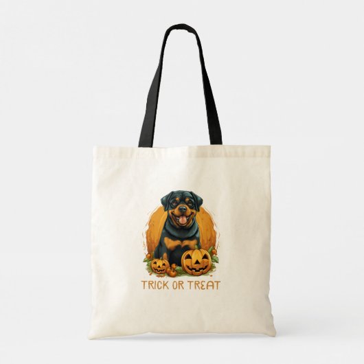 Tote Bag Chien mignon avec Jack-O' Lantern Trick ou traitem (Dos)