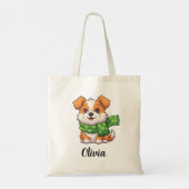 Tote Bag Chien mignon en écharpe trèfle (Dos)