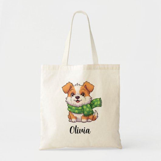 Tote Bag Chien mignon en écharpe trèfle (Devant)