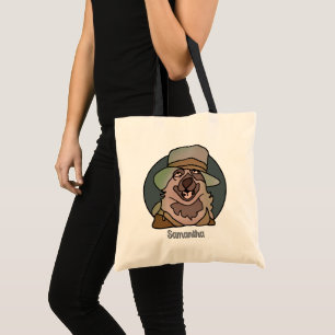 Tote Bag Chien minimaliste GrandPa avec Casquette Cool Dr