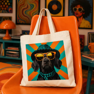 Tote Bag Chien Noir Cool Portant des Lunettes de Soleil Ora