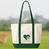 Tote Bag Chien ou Chat Patte de couleur vert foncé Monogram