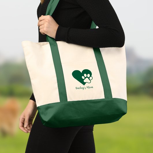 Tote Bag Chien ou Chat Patte de couleur vert foncé Monogram