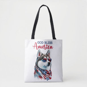 Tote Bag Chien Patriotique-Husky