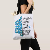 Tote Bag Chien Paw Snowflake Doggy Kisses (De près)