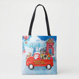 Tote Bag Chien Pékinois Camion de livraison de Noël sous la