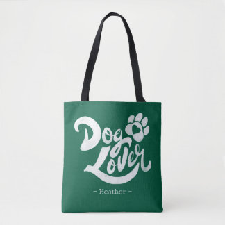 Tote Bag Chien Personnalisé Amateur de Lettres Manuscrites 