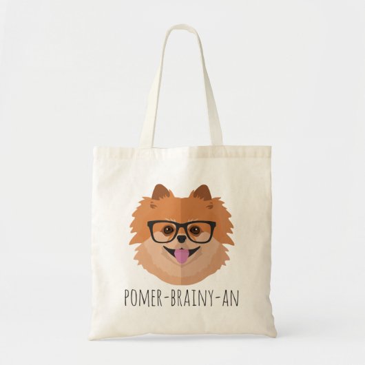 Tote Bag Chien Poméranien En Verres Nerd | POMER-BRAINY-AN (Devant)