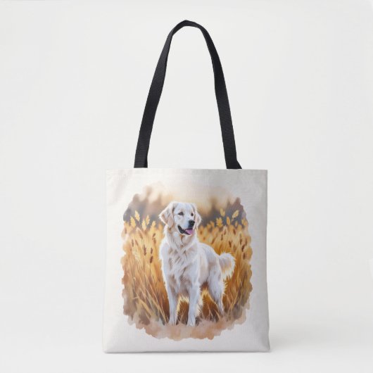 Tote Bag Chien Retriever doré blanc (Devant)