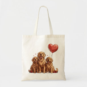 Tote Bag Chien Retriever doré de la Saint-Valentin