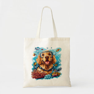Tote Bag Chien Retriever Doré Snorkeling Récif Corallien