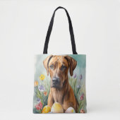 Tote Bag Chien Rhodesian Ridgeback avec Vacances de Œufs de (Devant)