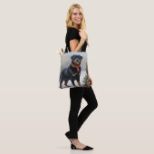 Tote Bag Chien Rottweiler pendant Noël de neige (Sur le modèle)