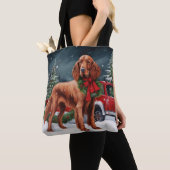Tote Bag Chien rouge irlandais à la neige Noël (De près)