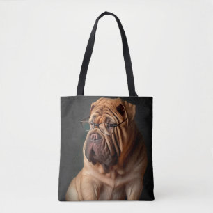 Tote Bag Chien Shar Pei Intelligent avec Conception de Livr