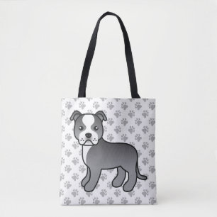 Tote Bag Chien Staffordshire Bull Terrier bleu et blanc