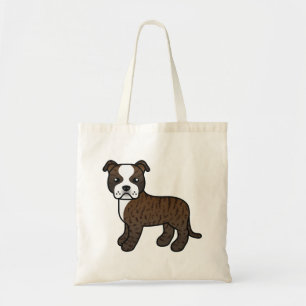 Tote Bag Chien Staffordshire Bull Terrier Bringé Et Blanc