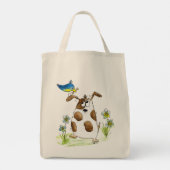 Tote Bag Chien tacheté avec un oiseau (Dos)