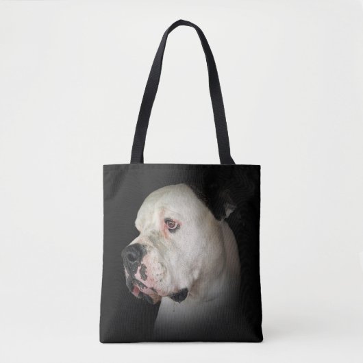Tote Bag Chien-taureau américain sur noir (Devant)