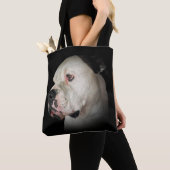 Tote Bag Chien-taureau américain sur noir (De près)