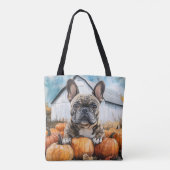 Tote Bag Chien-taureau français dans le Patch Citrouille (Dos)