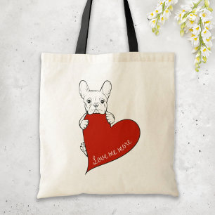 Tote Bag Chien-taureau français mignon au coeur rouge