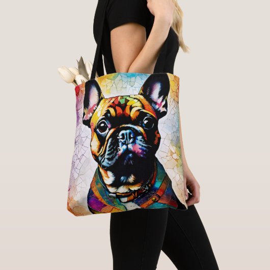 Tote Bag Chien-taureau français mignon "Frenchie" Fourre-to (De près)