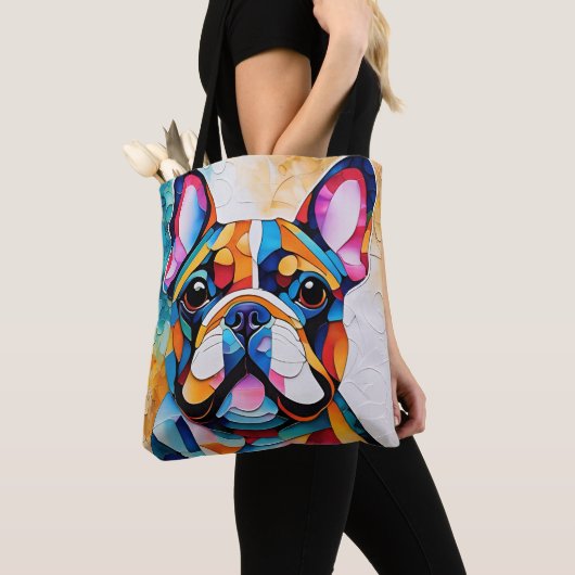 Tote Bag Chien-taureau français mignon "Frenchie" Fourre-to (De près)